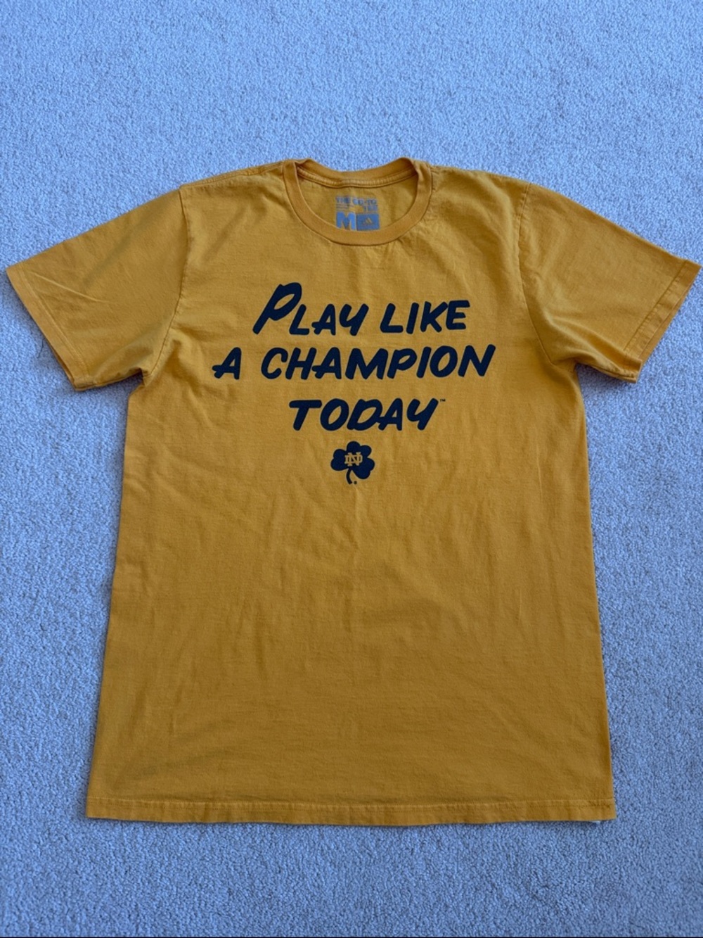 adidas Notre Dame Gold Short Sleeve "Play Like A Champion Today" Tee